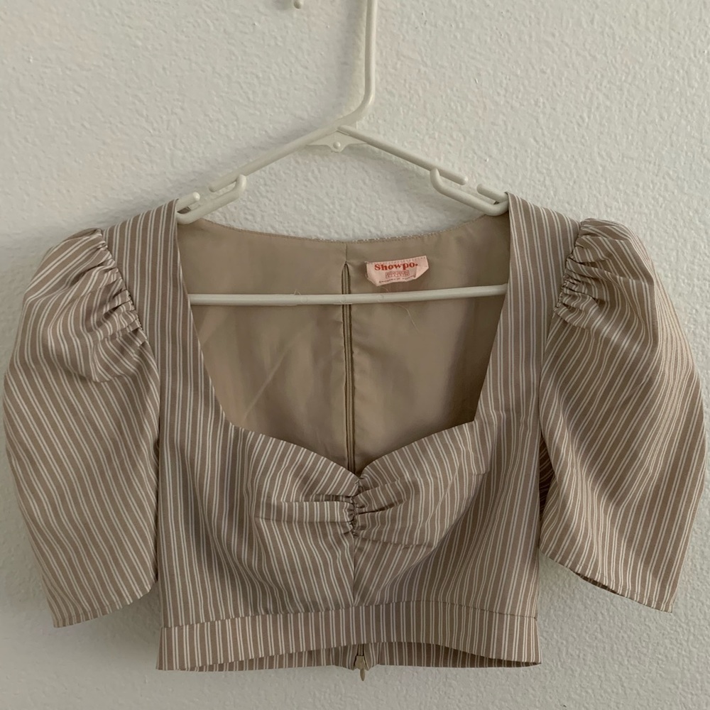Light brown stripped crop top